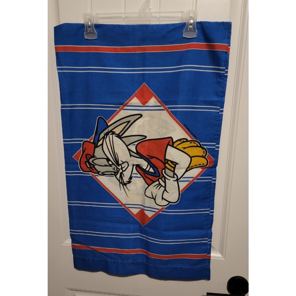 Vintage pillowcase Lonney Tunes Warner Bros Taz Bugs Bunny baseball pillow case
